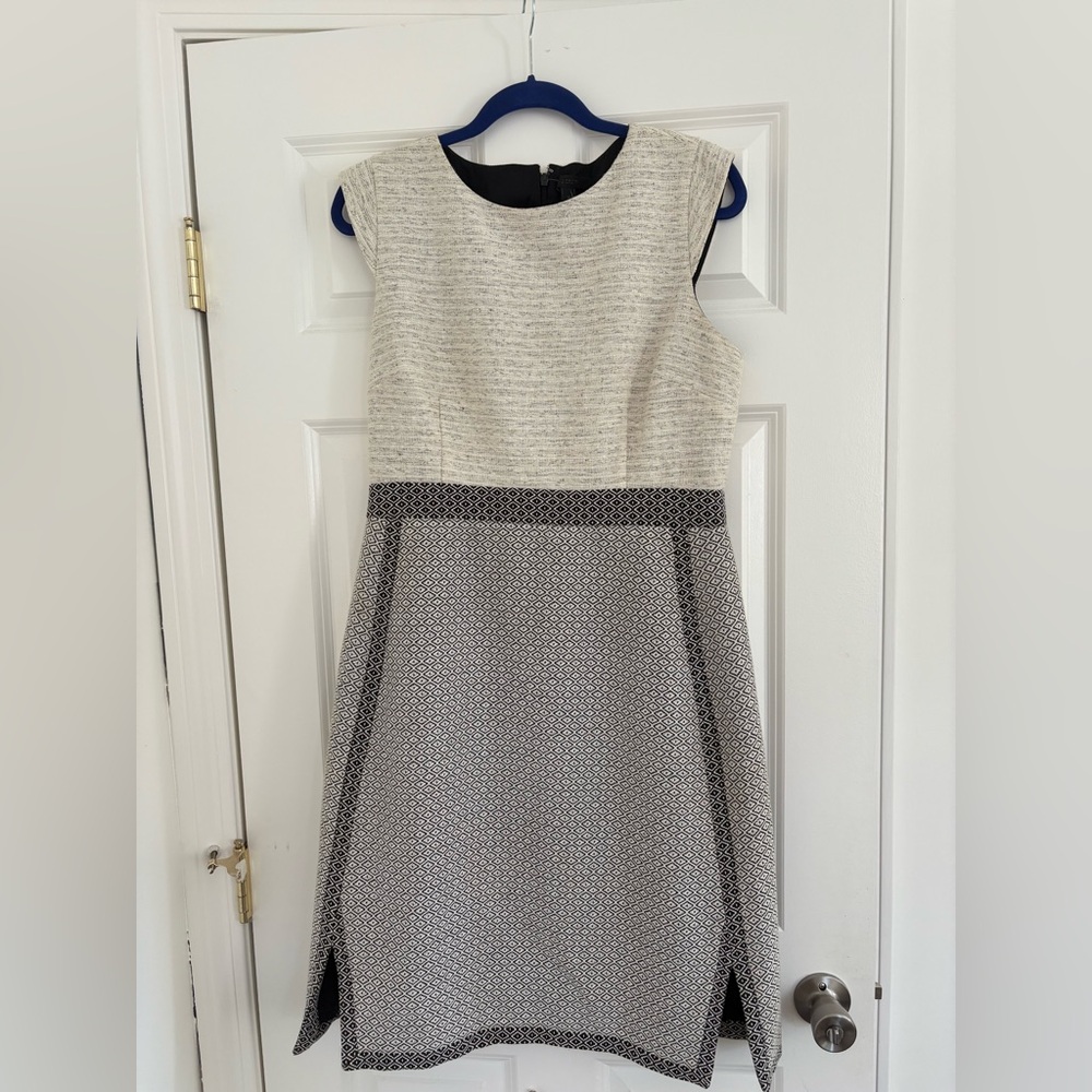 J. Crew Black and Cream Midi Dress